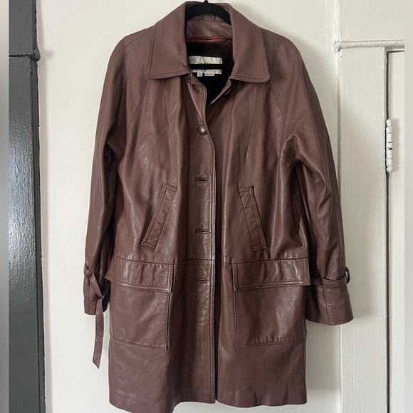 Jackets & Blazers - Vintage Brown Genuine Leather Utility Parka Size 12/ Large